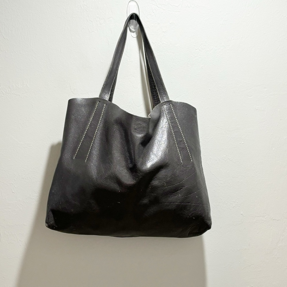 VANCE KITIRA NEW YORK Women’s Grays 100% Leather Market Tote Purse Bag